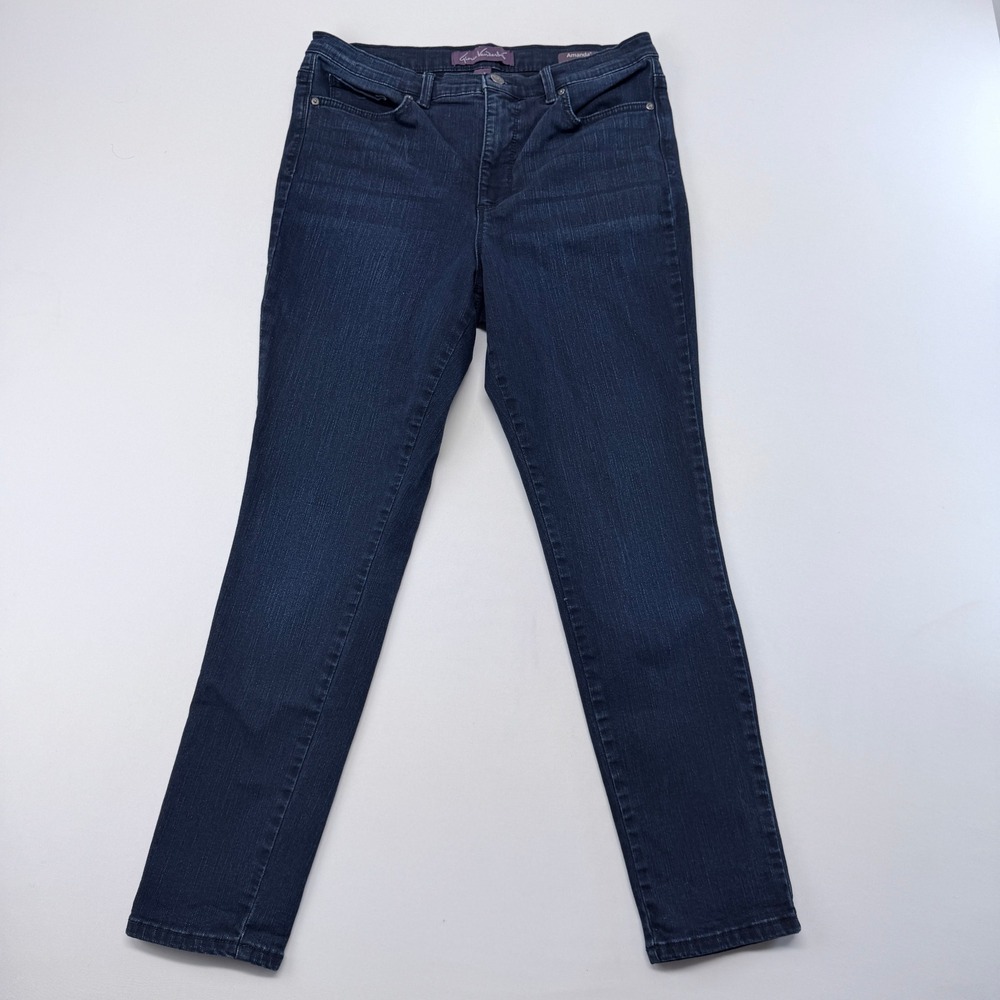 Gloria Vanderbilt Amanda Skinny Jeans Womens 12 Average Dark Wash Blue High Rise